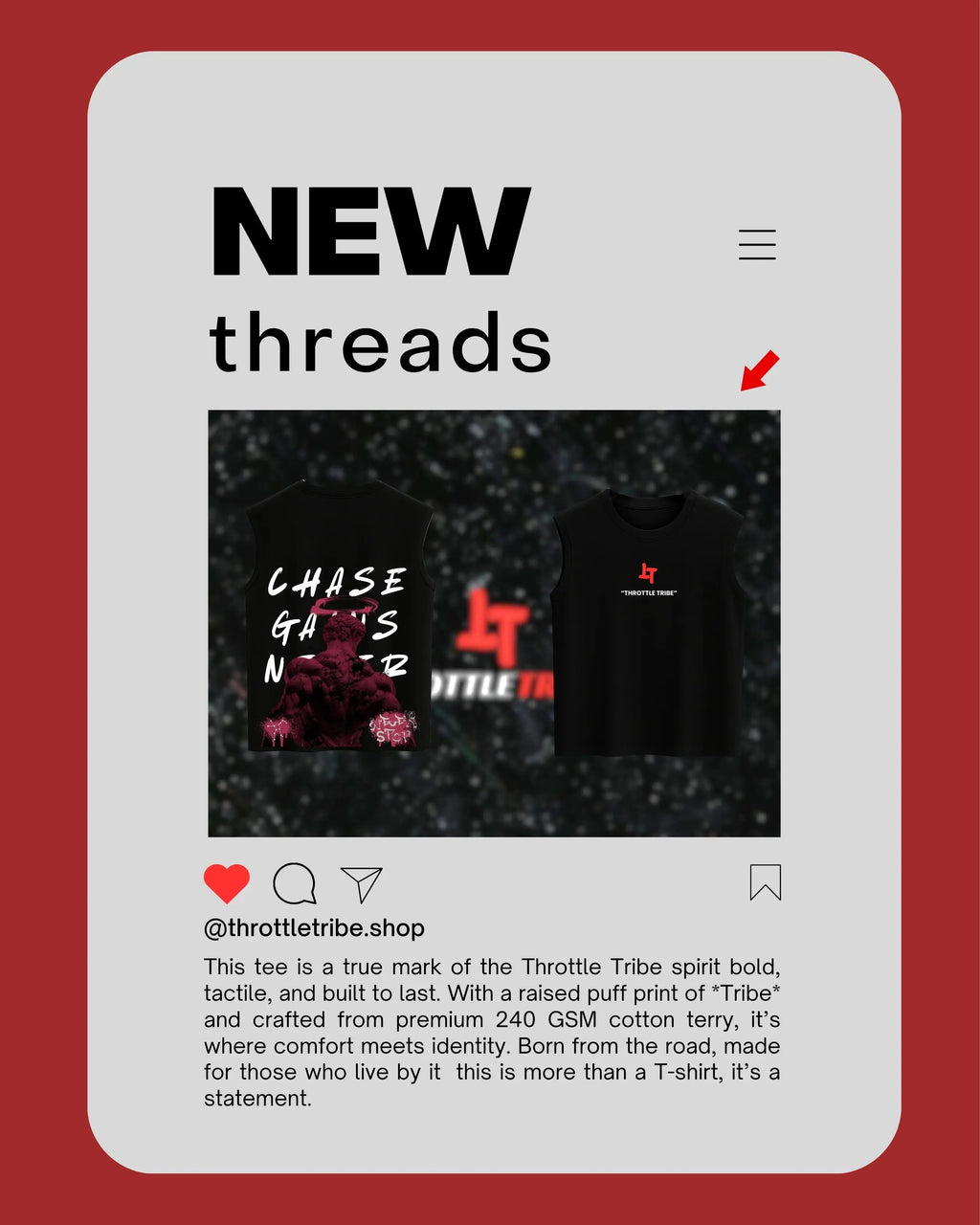 Throttle Tribe “CHASE GAINS NEVER STOP” Sleeveless Pump Tee | Gym & Streetwear Edition Throttle tribe