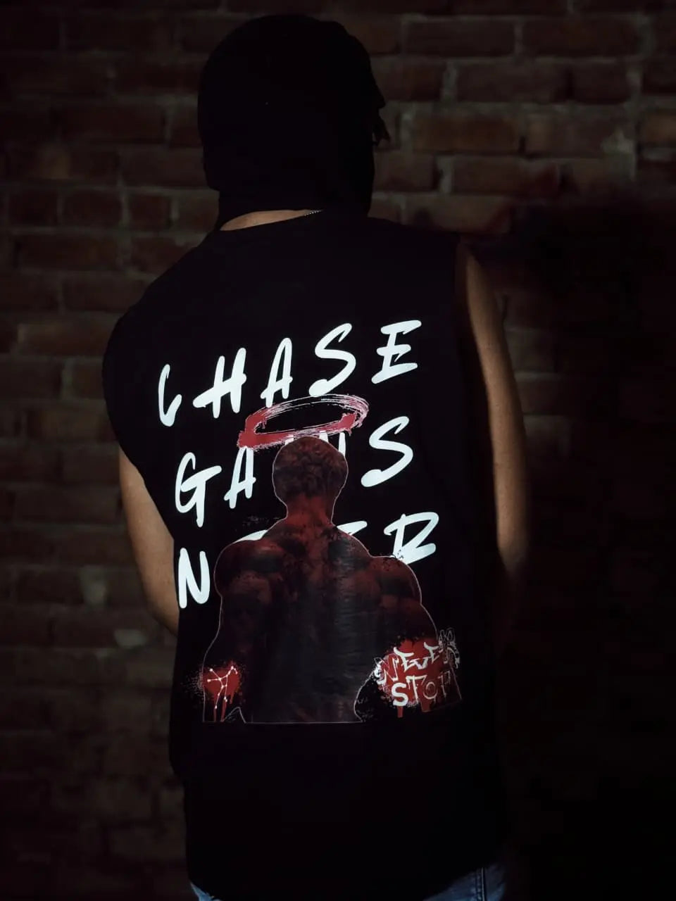 Throttle Tribe “CHASE GAINS NEVER STOP” Sleeveless Pump Tee | Gym & Streetwear Edition Throttle tribe