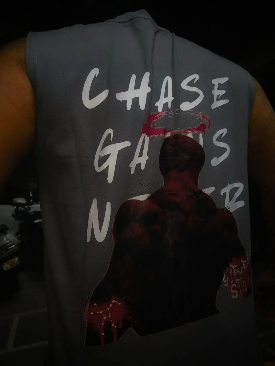 Throttle Tribe “CHASE GAINS NEVER STOP” Sleeveless Pump Tee | Gym & Streetwear Edition Throttle tribe